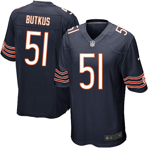 Men's Game Dick Butkus Nike Jersey Navy Blue Home - #51 NFL Chicago Bears